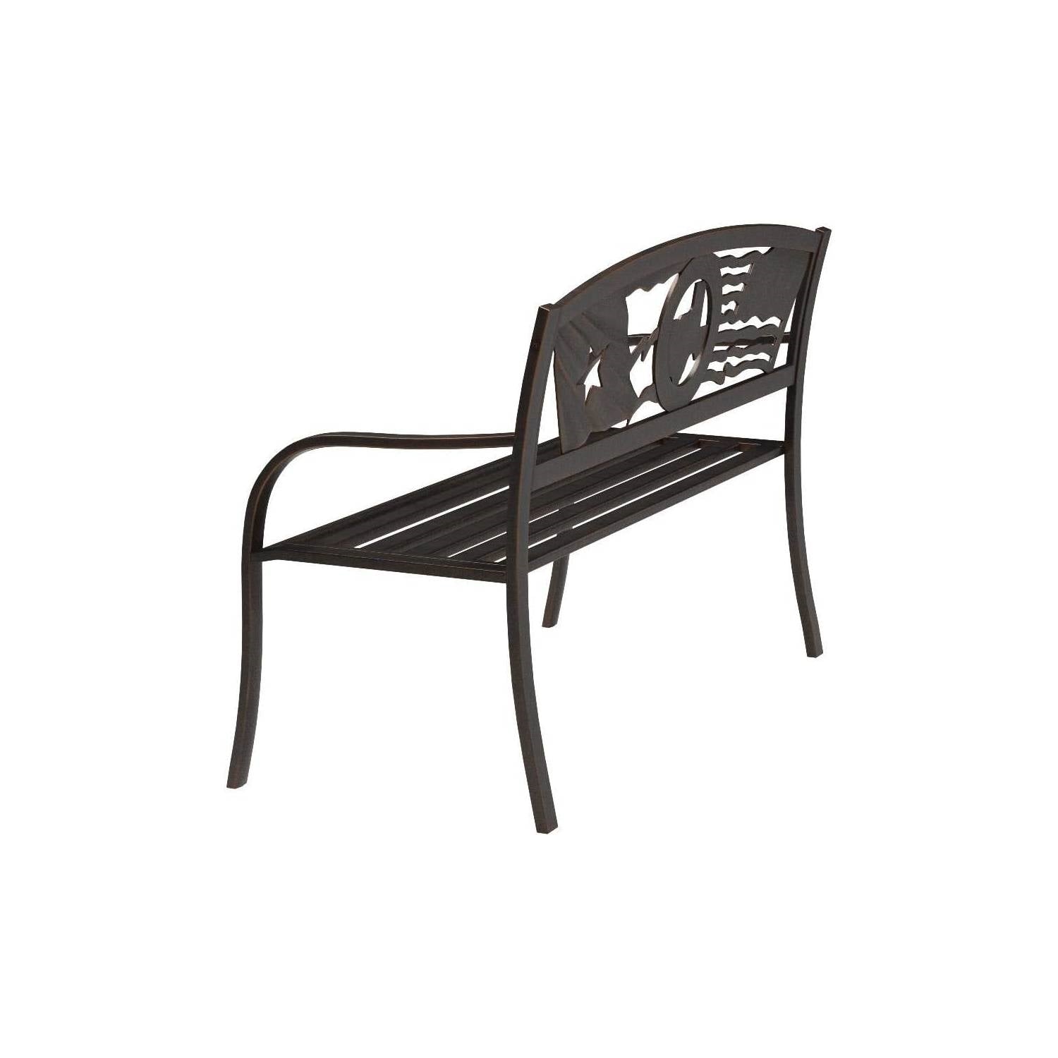 2 Person Texas Star Patriotic USA Flag Outdoor Metal Garden Bench in Bronze - Tampa Home & Garden Store