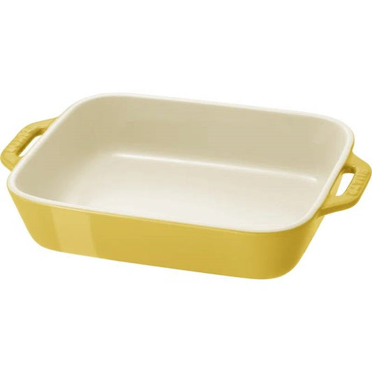 2 Piece Ceramic Stoneware Bakeware Casserole Baking Dish Set in Yellow / Ivory - Tampa Home & Garden Store