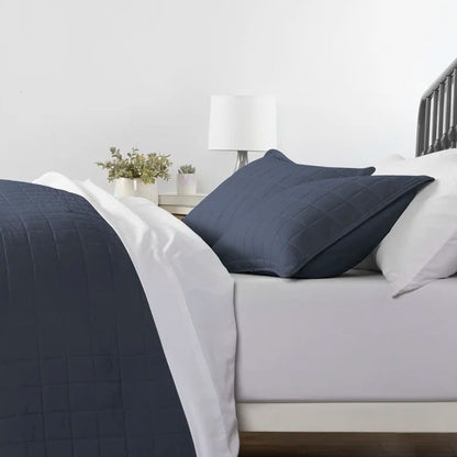 2 Piece Microfiber Farmhouse Coverlet Bedspread Set Navy, Twin/Twin XL - Tampa Home & Garden Store