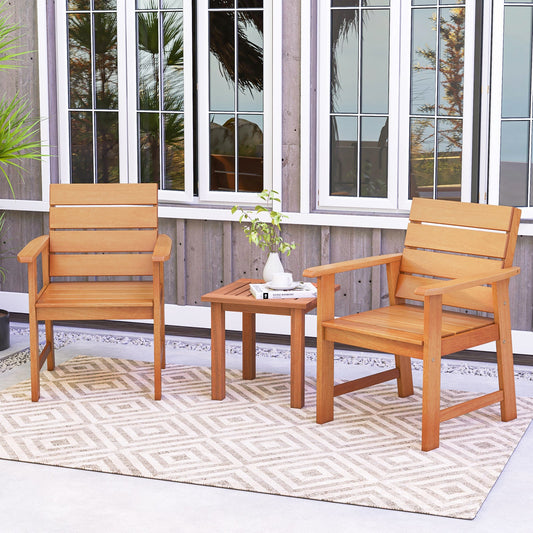 2 Piece Patio Hardwood Chair with Slatted Seat and Inclined Backrest - Tampa Home & Garden Store