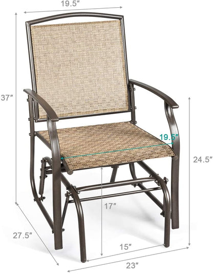 2 Pieces Patio Swing Single Glider Chair Rocking Seating - Tampa Home & Garden Store