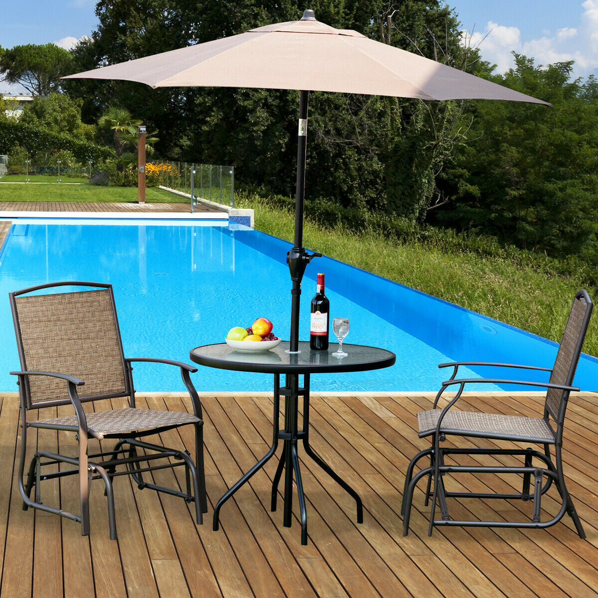 2 Pieces Patio Swing Single Glider Chair Rocking Seating - Tampa Home & Garden Store