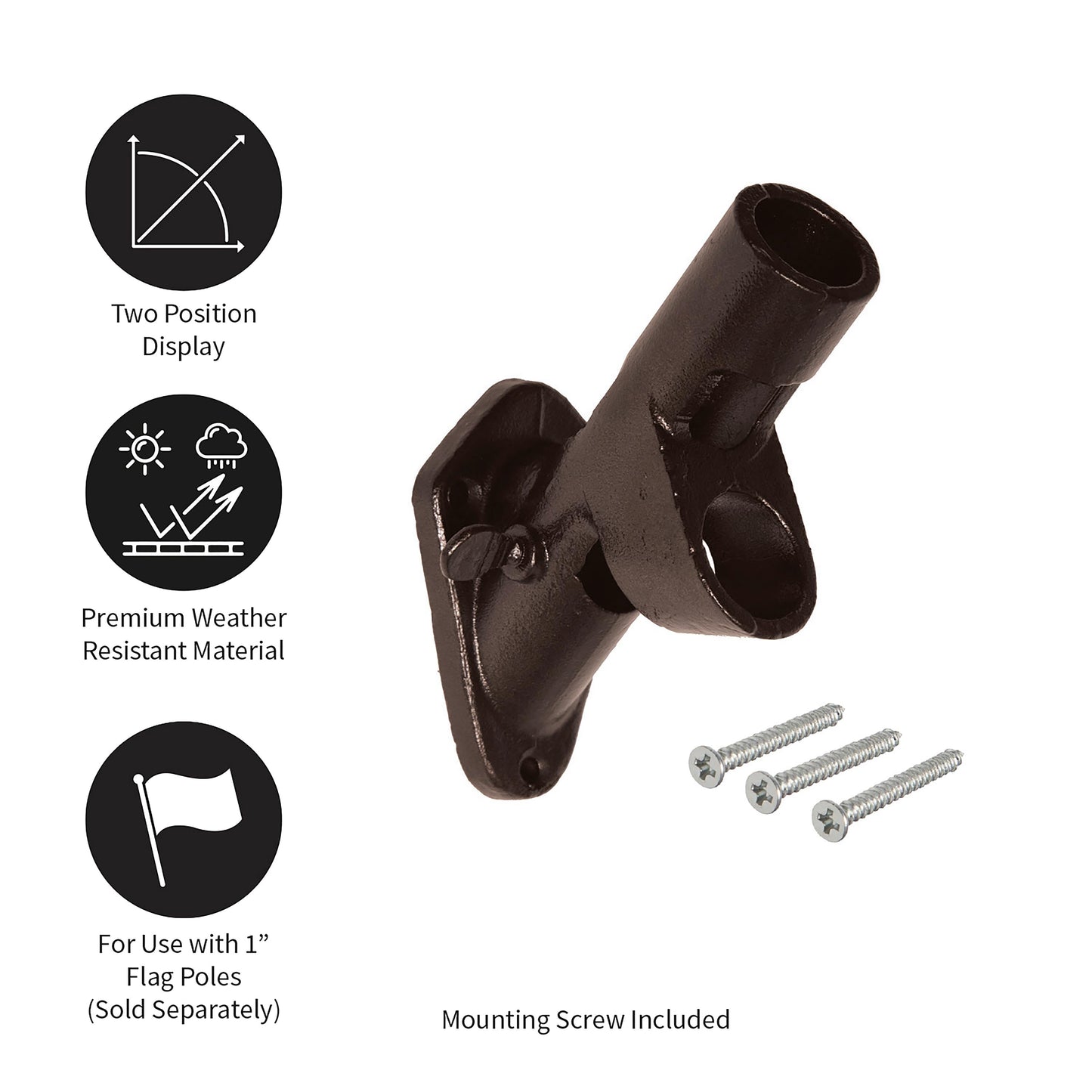 2-Position Cast Iron House Flag Bracket, Bronze - Tampa Home & Garden Store