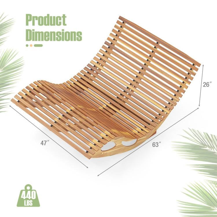 2-Seater Adirondack Slatted Acacia Patio Dual Rocker Sunbed Wood Lounger - Tampa Home & Garden Store