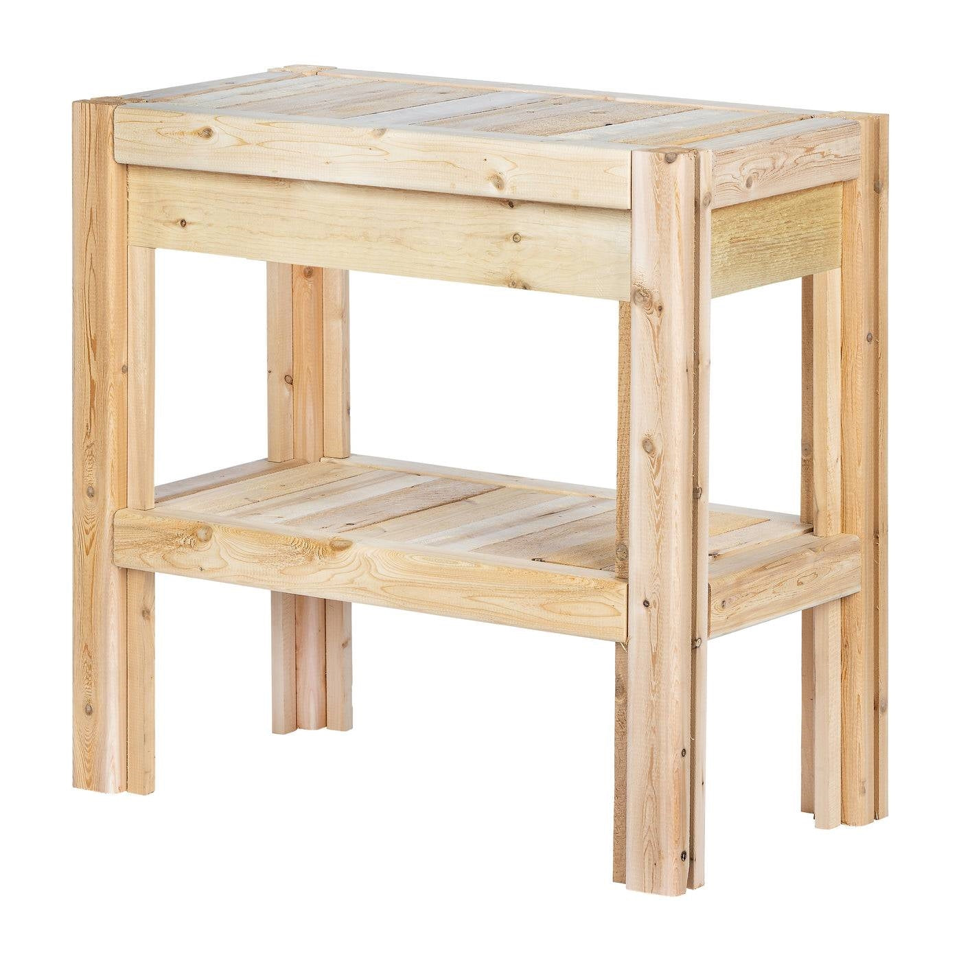 2 Tier Cedar Wood Garden Storage Shelves | Adjustable - Tampa Home & Garden Store