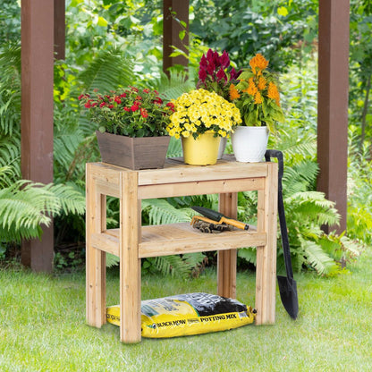 2 Tier Cedar Wood Garden Storage Shelves | Adjustable - Tampa Home & Garden Store