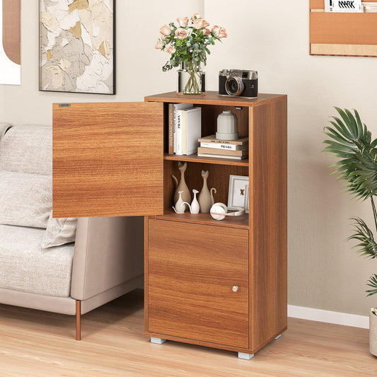 2-Tier Modern Style Nightstand with Drawer and Open Shelf-Walnut - Tampa Home & Garden Store