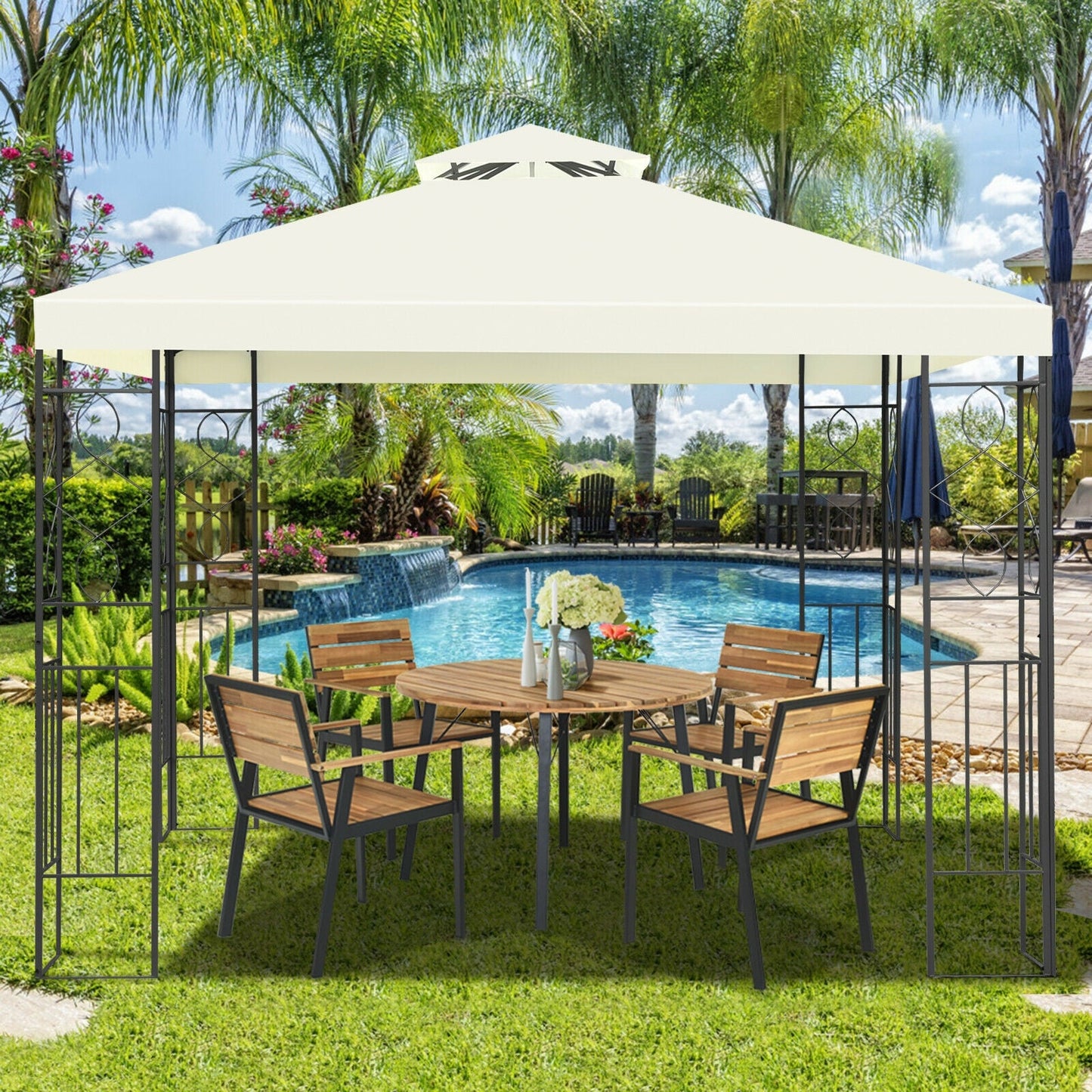 2 Tiers 10 x 10 Feet Patio Gazebo Canopy Tent - Tampa Home & Garden Store