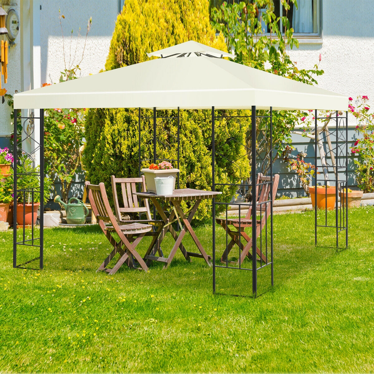 2 Tiers 10 x 10 Feet Patio Gazebo Canopy Tent - Tampa Home & Garden Store