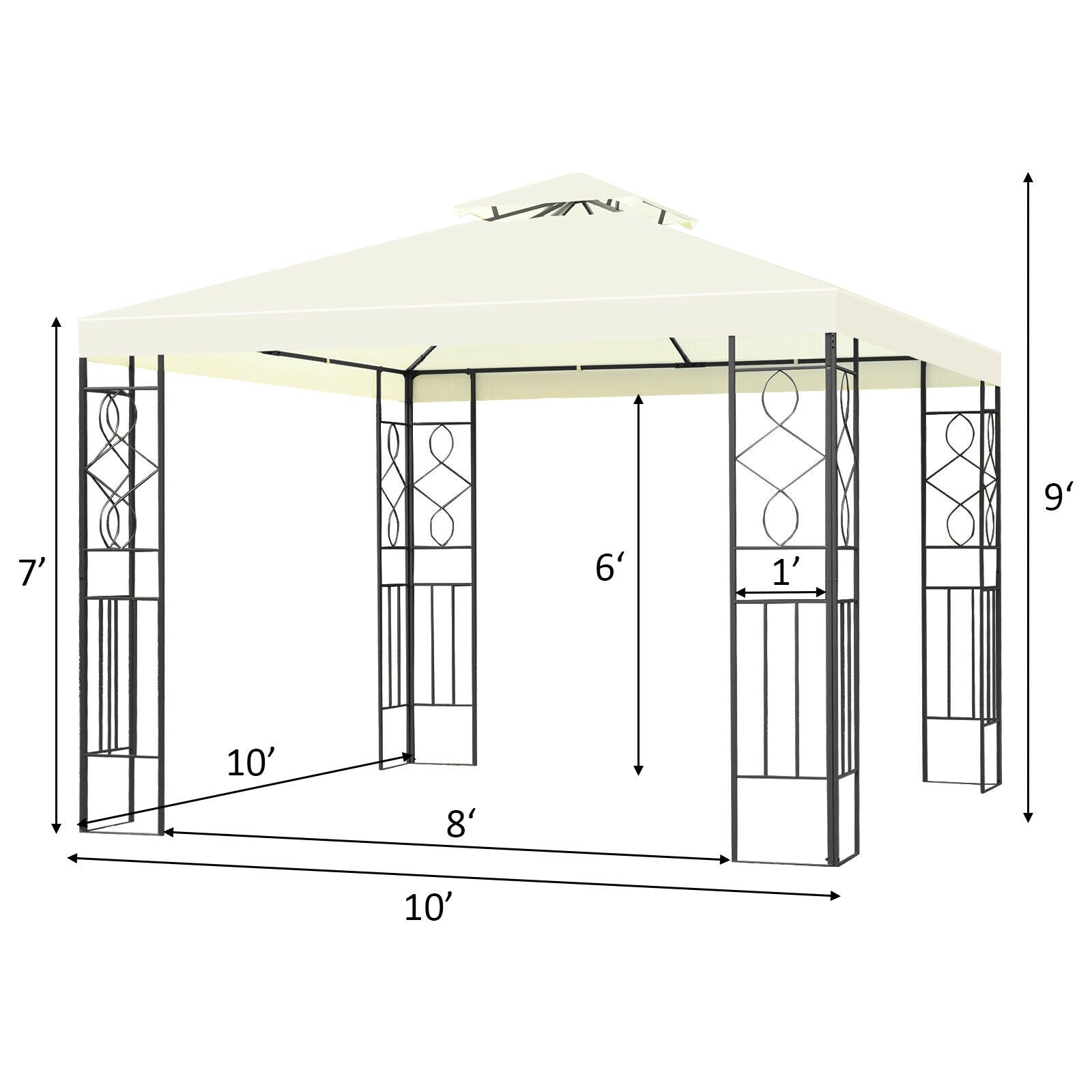 2 Tiers 10 x 10 Feet Patio Gazebo Canopy Tent - Tampa Home & Garden Store