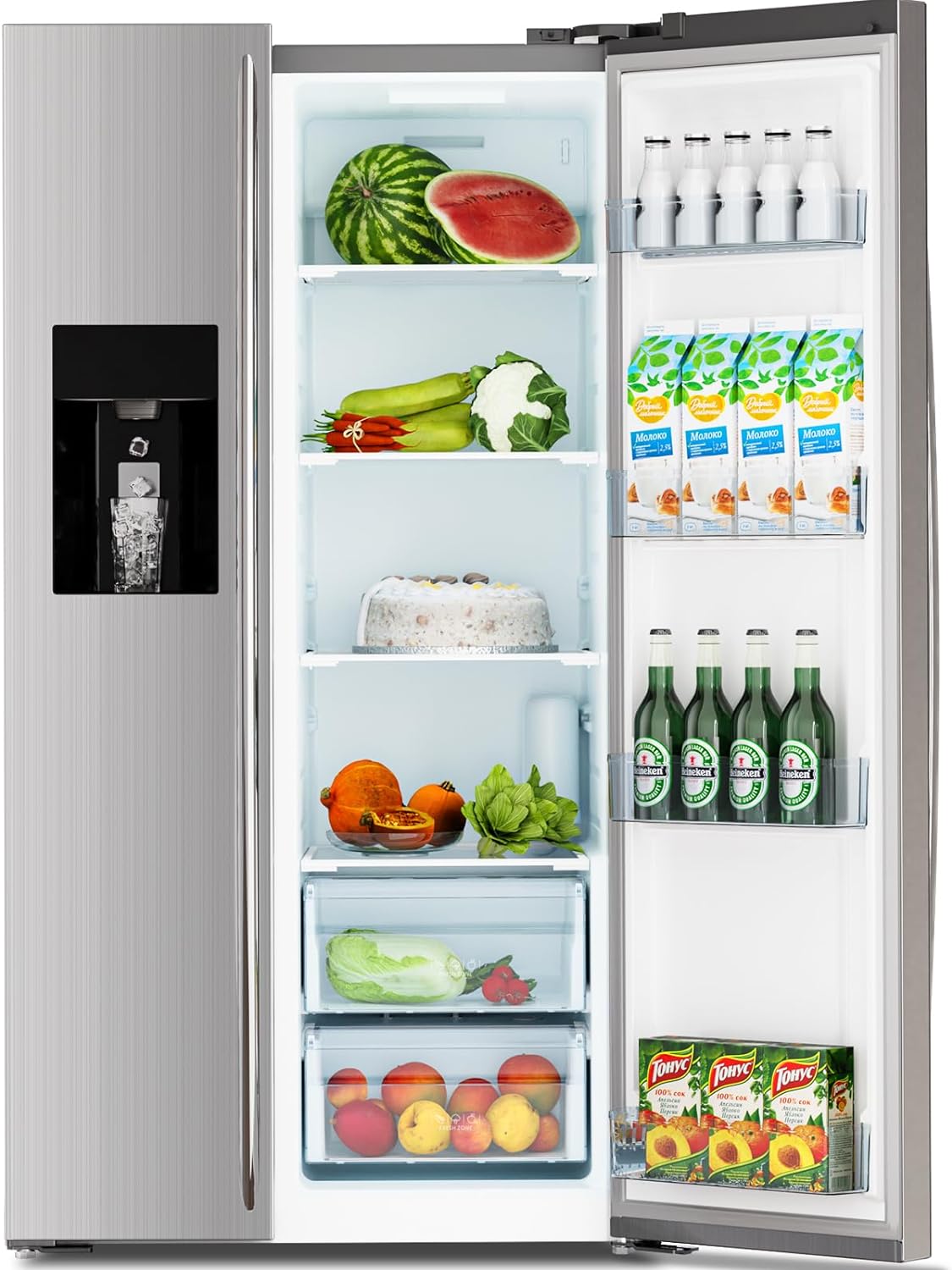 Réfrigérateur encastrable côte à côte de 91 cm (36 po) et de 566 litres (20,01 pi³) avec congélateur et machine à glaçons inclus 
