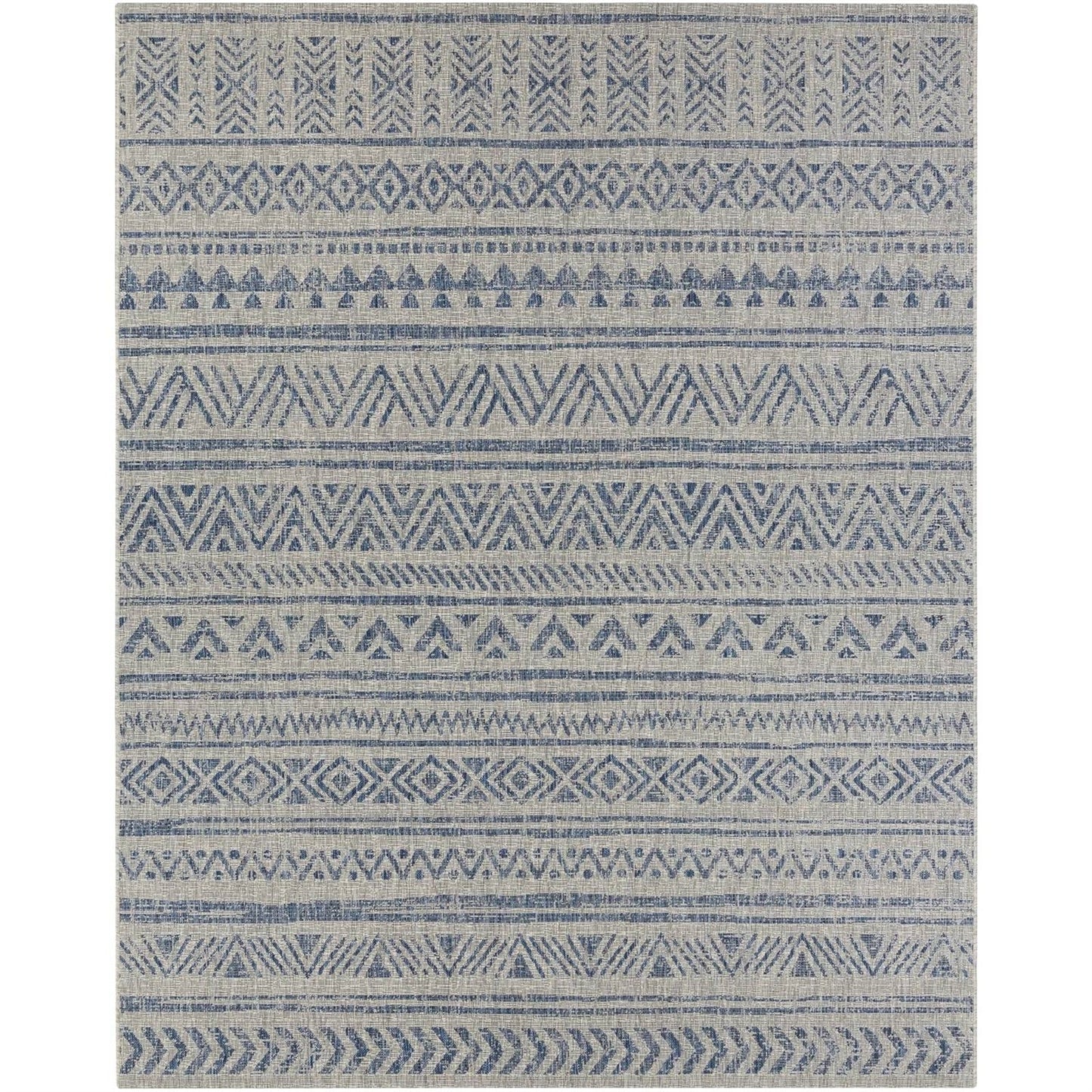 2 ft. x 3 ft. Blue Grey Chevron Coastal Boho Style Indoor Outdoor Area Rug - Tampa Home & Garden Store
