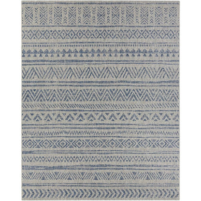 2 ft. x 3 ft. Blue Grey Chevron Coastal Boho Style Indoor Outdoor Area Rug - Tampa Home & Garden Store