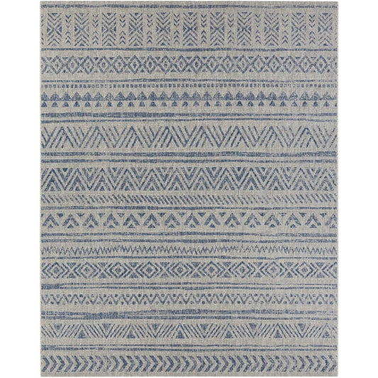 2 ft. x 3 ft. Blue Grey Chevron Coastal Boho Style Indoor Outdoor Area Rug - Tampa Home & Garden Store