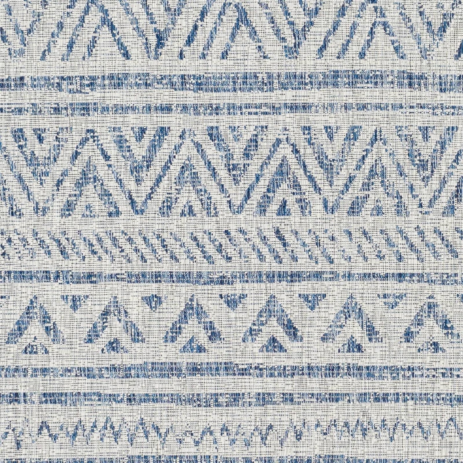2 ft. x 3 ft. Blue Grey Chevron Coastal Boho Style Indoor Outdoor Area Rug - Tampa Home & Garden Store