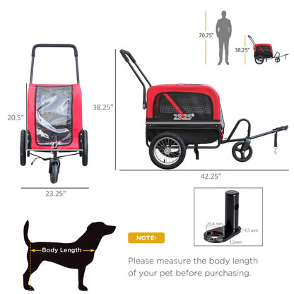 2-in-1, 3 Wheel Pet Jogging Stroller Bike Trailer - Tampa Home & Garden Store