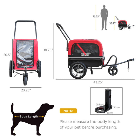 2-in-1, 3 Wheel Pet Jogging Stroller Bike Trailer - Tampa Home & Garden Store