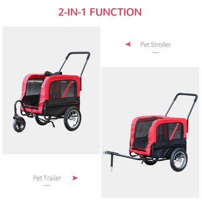 2-in-1, 3 Wheel Pet Jogging Stroller Bike Trailer - Tampa Home & Garden Store