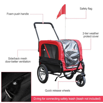 2-in-1, 3 Wheel Pet Jogging Stroller Bike Trailer - Tampa Home & Garden Store