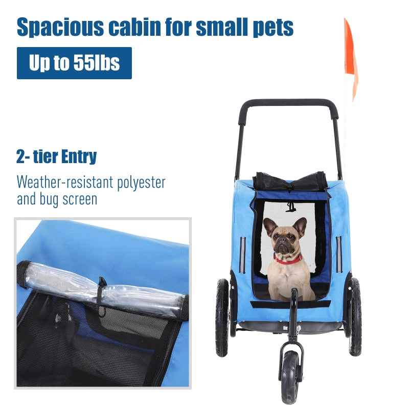 2-in-1, 3 Wheel Pet Jogging Stroller Bike Trailer - Tampa Home & Garden Store