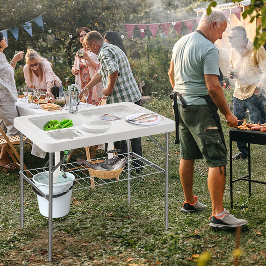 2-in-1 Folding Fish Cleaning Table-White - Tampa Home & Garden Store
