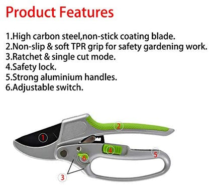 2-in-1 Garden Ratchet Pruning Shears Clippers - Tampa Home & Garden Store