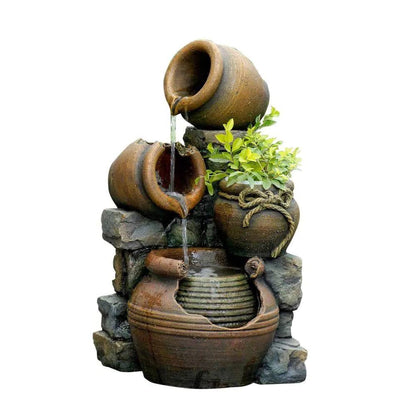 2-in-1 Outdoor Polyresin 15-Gallon Pouring Pots Water Fountain Planter - Tampa Home & Garden Store