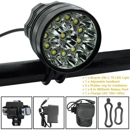 Stevvex 2 in 1 bicycle headlamp, black LED, rechargeable, 3 modes on Tampa Home & Garden Store