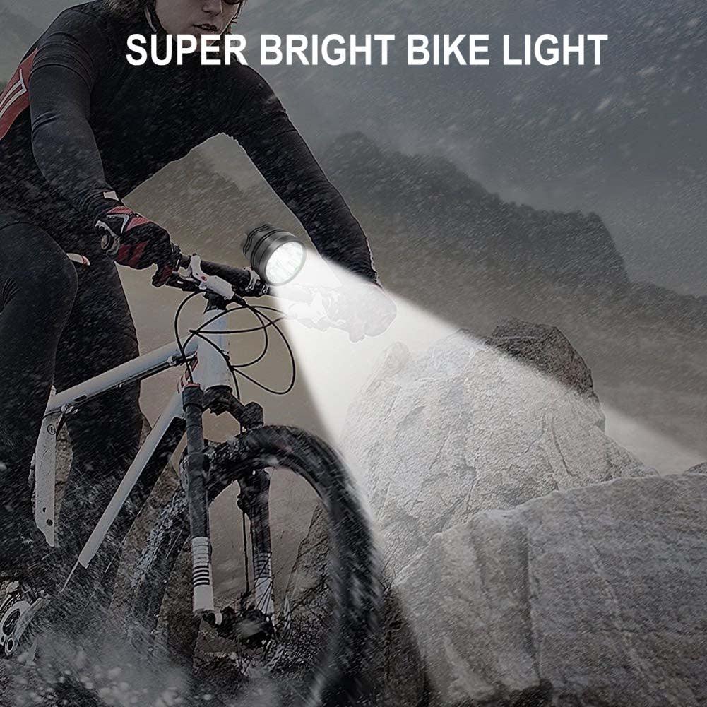 Stevvex 2-in-1 bicycle headlight with 6400/8400mAh rechargeable battery, 3 modes, on white bike on Tampa Home & Garden Store
