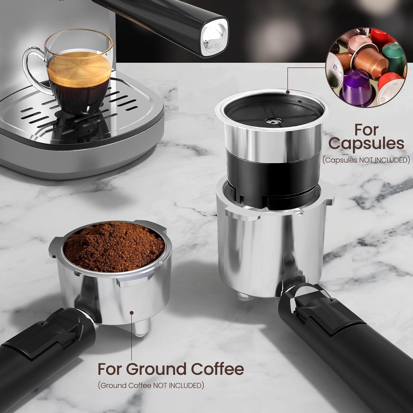Cafetera 2 en 1 para café expreso y capuchino automático CM8054