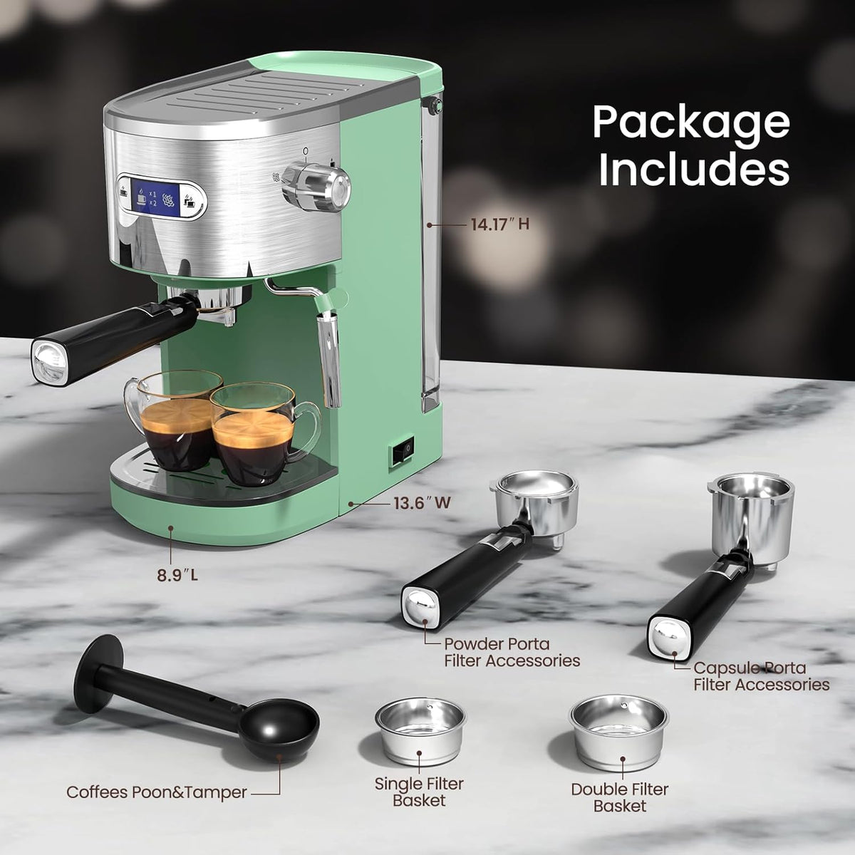 Cafetera 2 en 1 para café expreso y capuchino automático CM8054