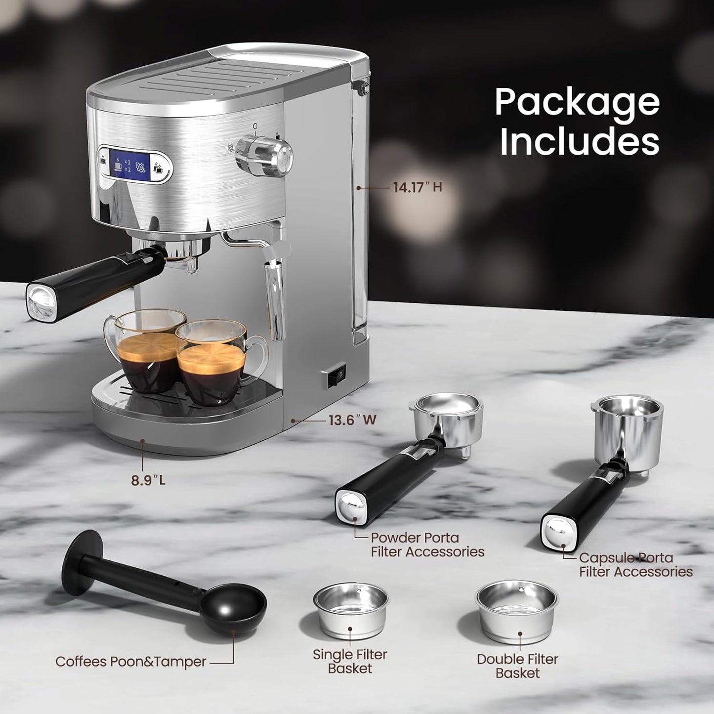Cafetera 2 en 1 para café expreso y capuchino automático CM8054