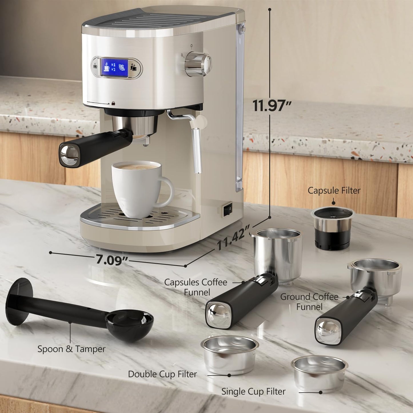 Cafetera 2 en 1 para café expreso y capuchino automático CM8054