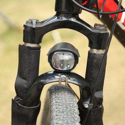 Stevvex 2-in-1 front bike light and horn, black LED headlamp mounted on fork, waterproof on Tampa Home & Garden Store