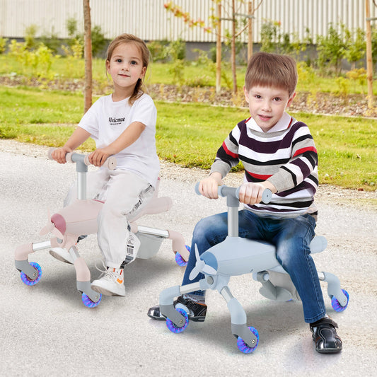 2-in-1 Kids Ride-on Push Car with LED Lighted Wheels-Navy - Tampa Home & Garden Store