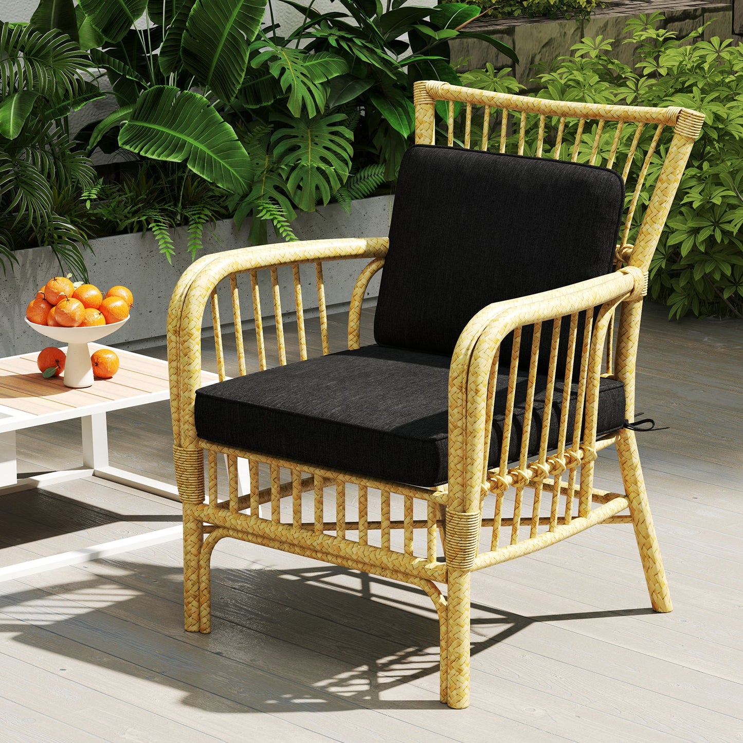Juego de 2 cojines para patio exterior con fundas extraíbles - Negro