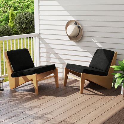 Juego de 2 cojines para patio exterior con fundas extraíbles - Negro