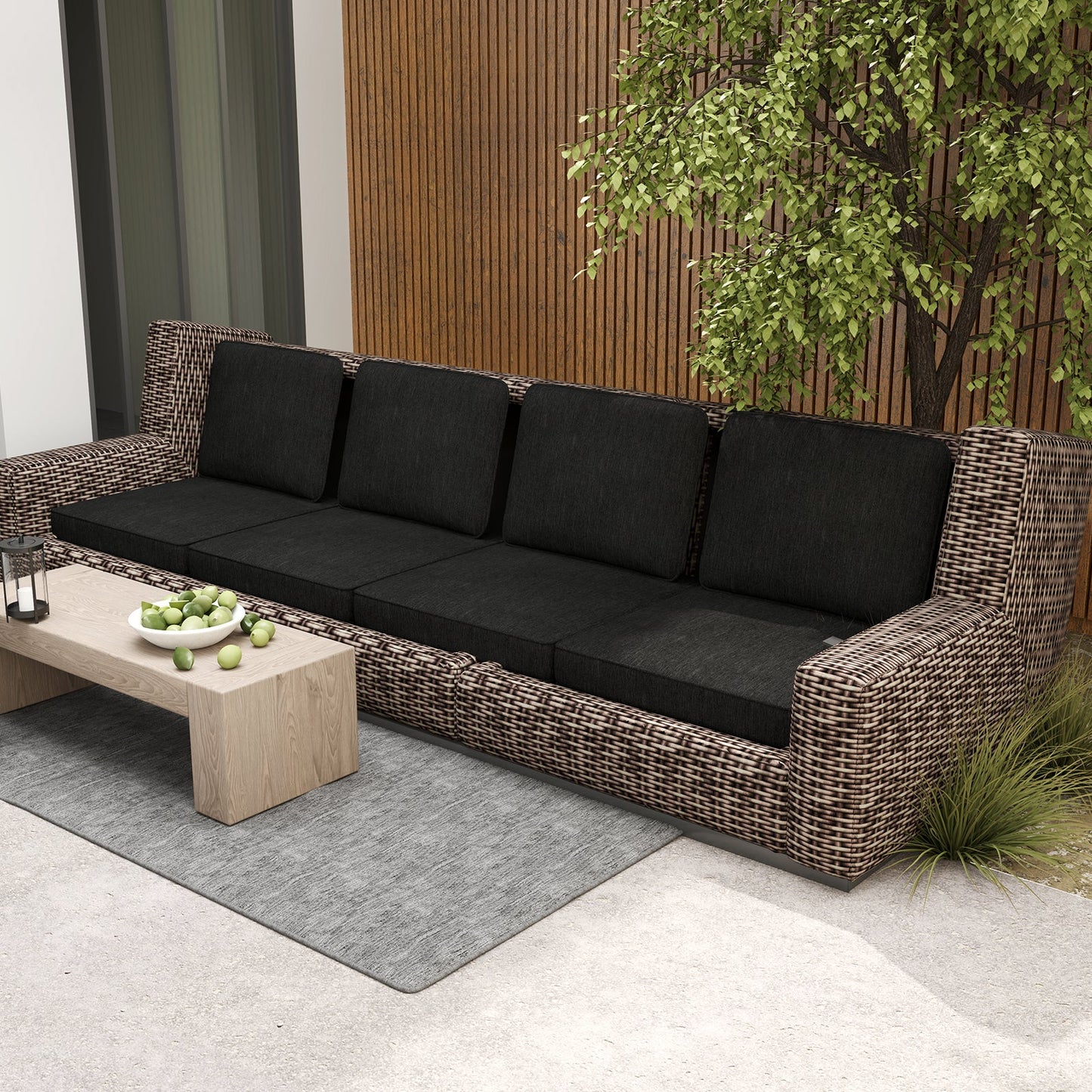 Juego de 2 cojines para patio exterior con fundas extraíbles - Negro