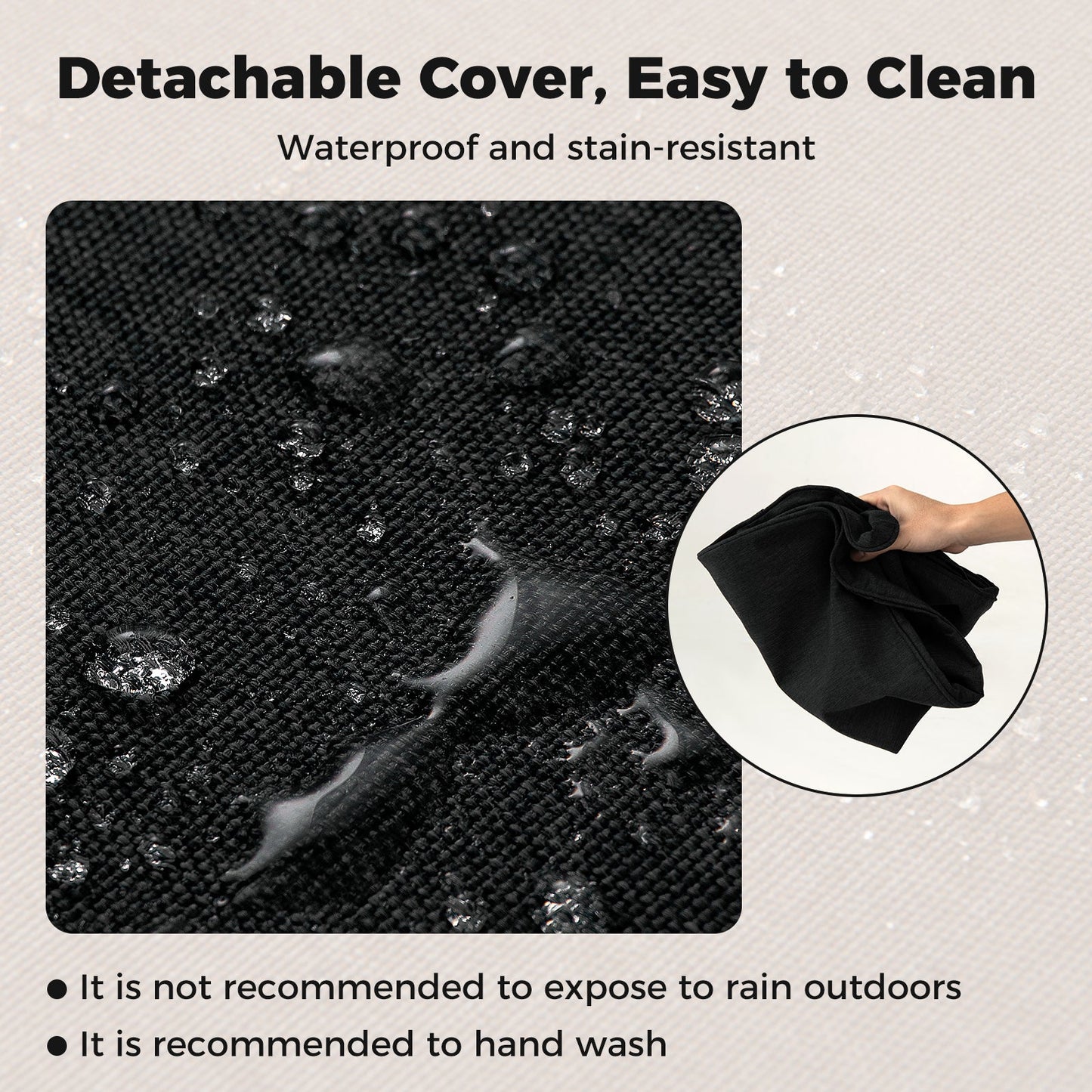Juego de 2 cojines para patio exterior con fundas extraíbles - Negro