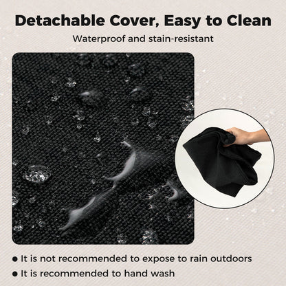 Juego de 2 cojines para patio exterior con fundas extraíbles - Negro