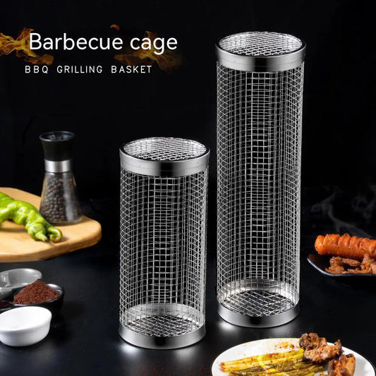Rolling Grill Basket Stainless Steel for Outdoor
