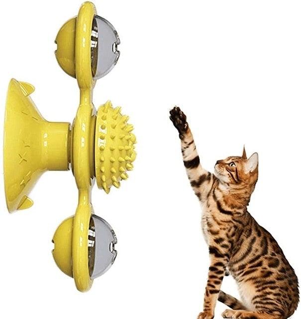 Stevvex 2-pc interactive cat toy windmill with suction cups and rotating turntable for grooming on Tampa Home & Garden Store