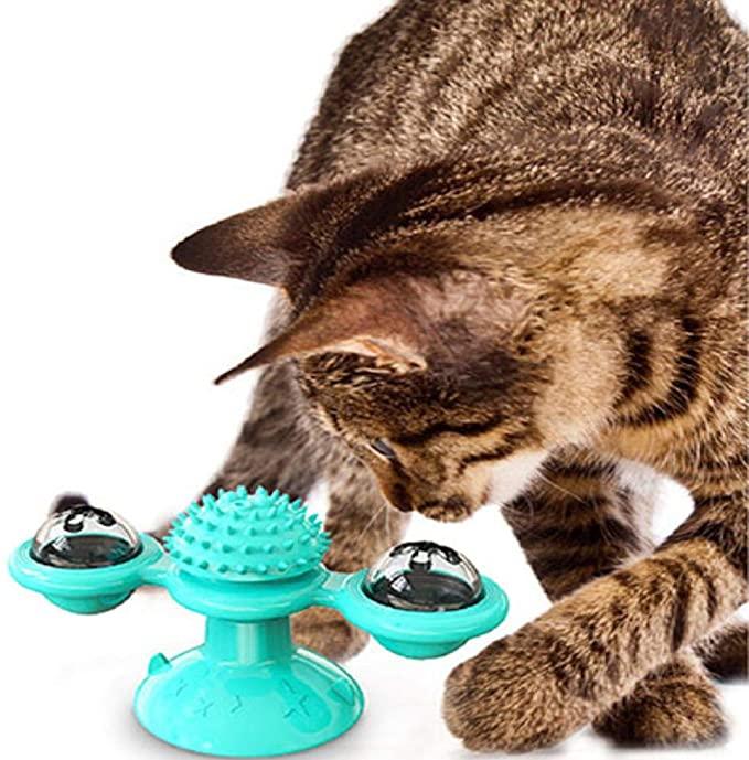 2-piece interactive cat windmill toy by Stevvex with suction cup bases and spiky center on Tampa Home & Garden Store