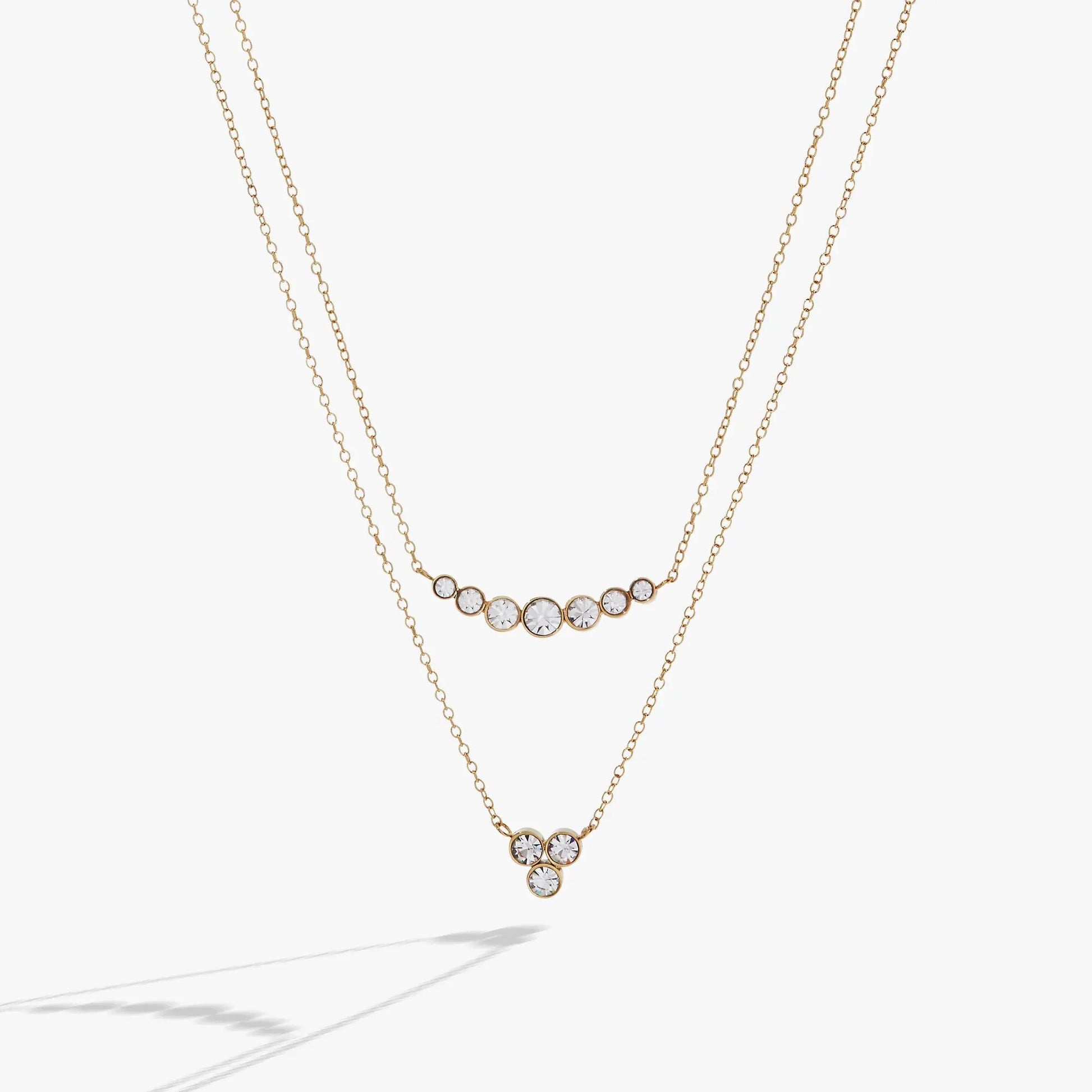 Double-Layer Crystal Necklace gold-tone chain with crystal stations by ALEX AND ANI on Tampa Home & Garden Store