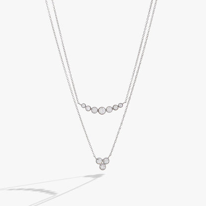 Double-Layer Crystal Necklace by ALEX AND ANI with bezel-set circles on silver chains on Tampa Home & Garden Store