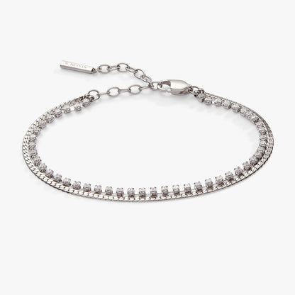 Double Strand Crystal Tennis Chain Bracelet by ALEX AND ANI in silver tone with crystals on Tampa Home & Garden Store