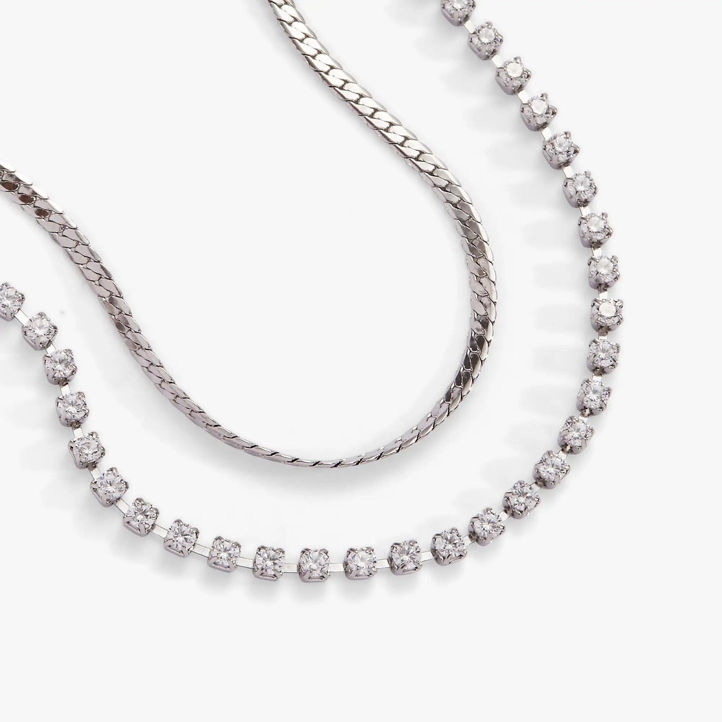 Double Strand Crystal Tennis Chain Bracelet, silver-tone with pavé crystals on Tampa Home & Garden Store