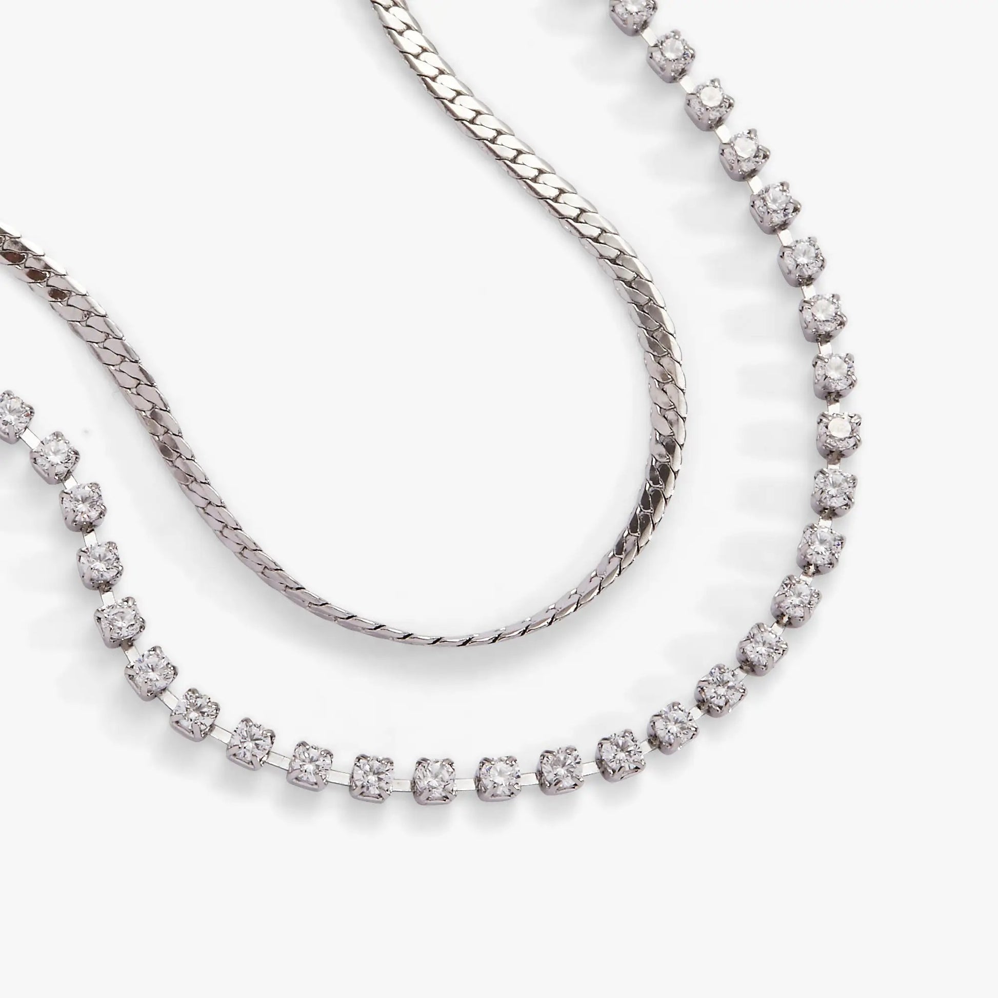 Double Strand Crystal Tennis Chain Bracelet, silver-tone with pavé crystals on Tampa Home & Garden Store