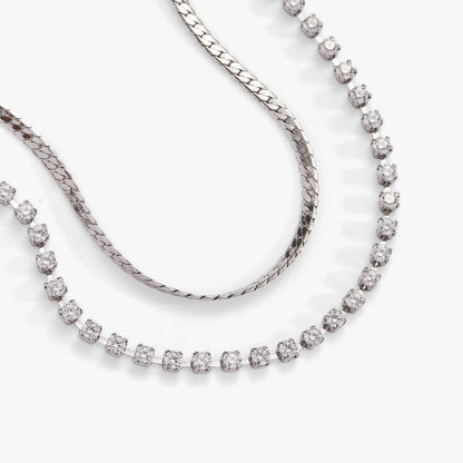 Double Strand Crystal Tennis Chain Bracelet, silver-tone with pavé crystals on Tampa Home & Garden Store