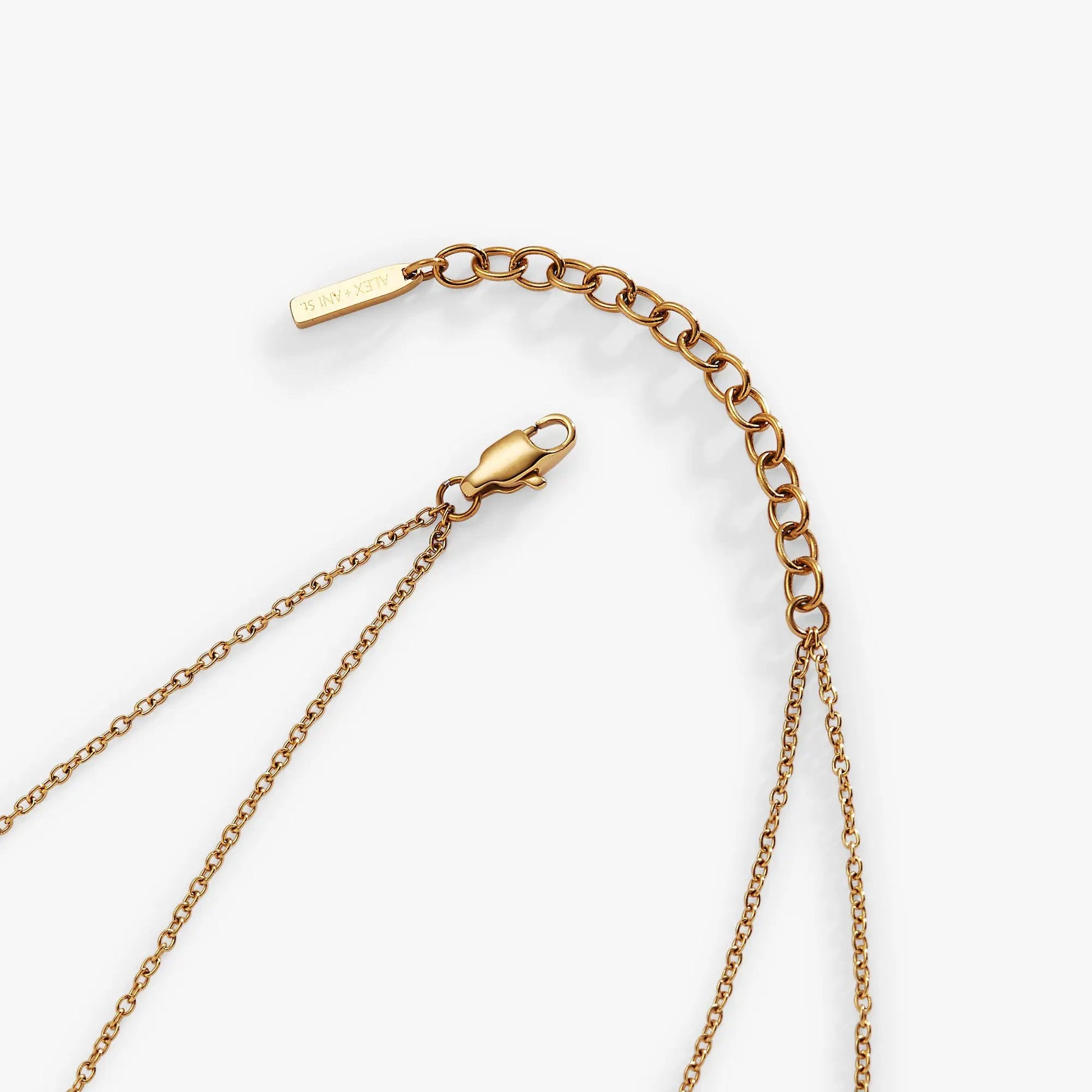 Two-Layered Princess Cut Crystal Necklace gold-tone with delicate chains and engraved ALEX AND ANI tag on Tampa Home & Garden Store